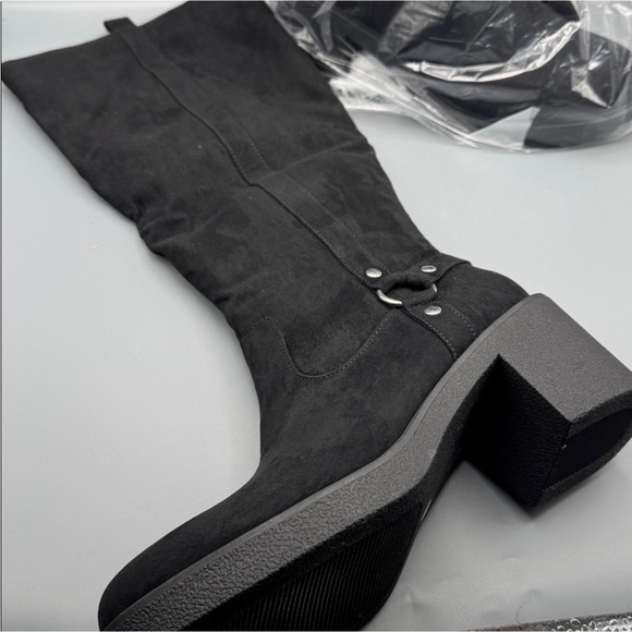 BNIB New STYLE & CO. Black Vegan Sueded Women's Harness Boots - Picture 3 of 5